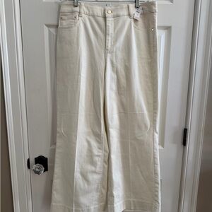 Talbots Off-White/Ivory/Cream Wide-Leg Jeans 14P NWT